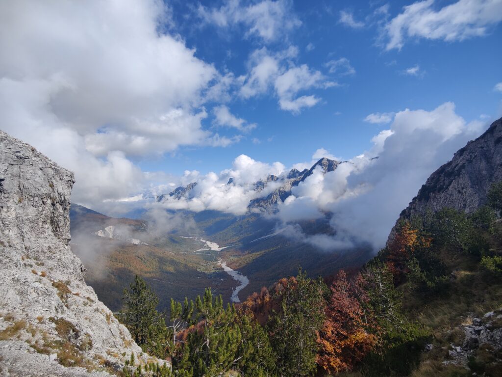 Valbona national park valley - mountain top covered by clouds