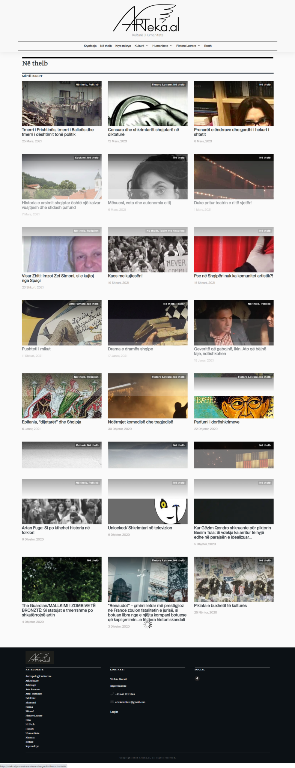 Arteka,Albanian arts,Albanian culture,humanities,online magazine,custom WordPress site,email newsletter,SEO,schema markup