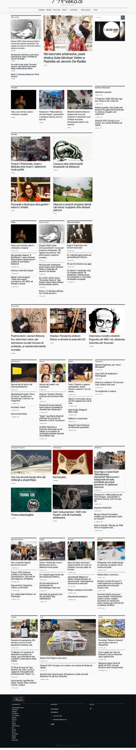 Arteka,Albanian arts,Albanian culture,humanities,online magazine,custom WordPress site,email newsletter,SEO,schema markup