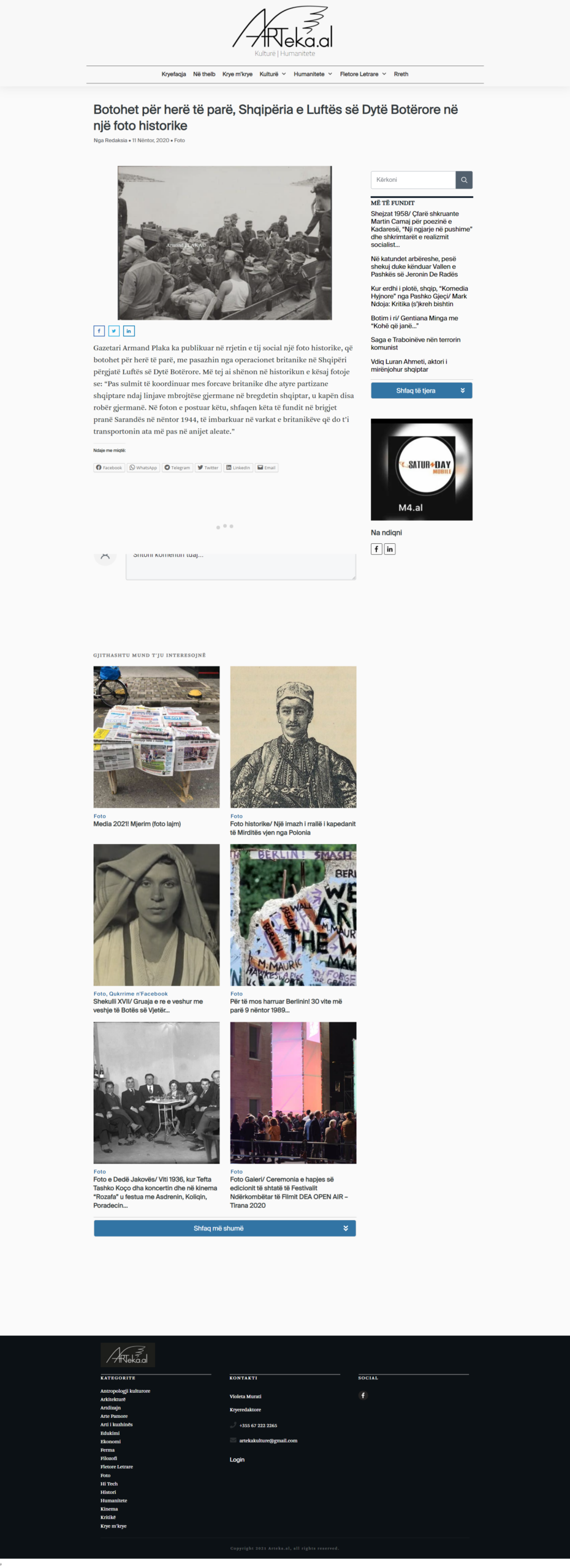 Arteka,Albanian arts,Albanian culture,humanities,online magazine,custom WordPress site,email newsletter,SEO,schema markup