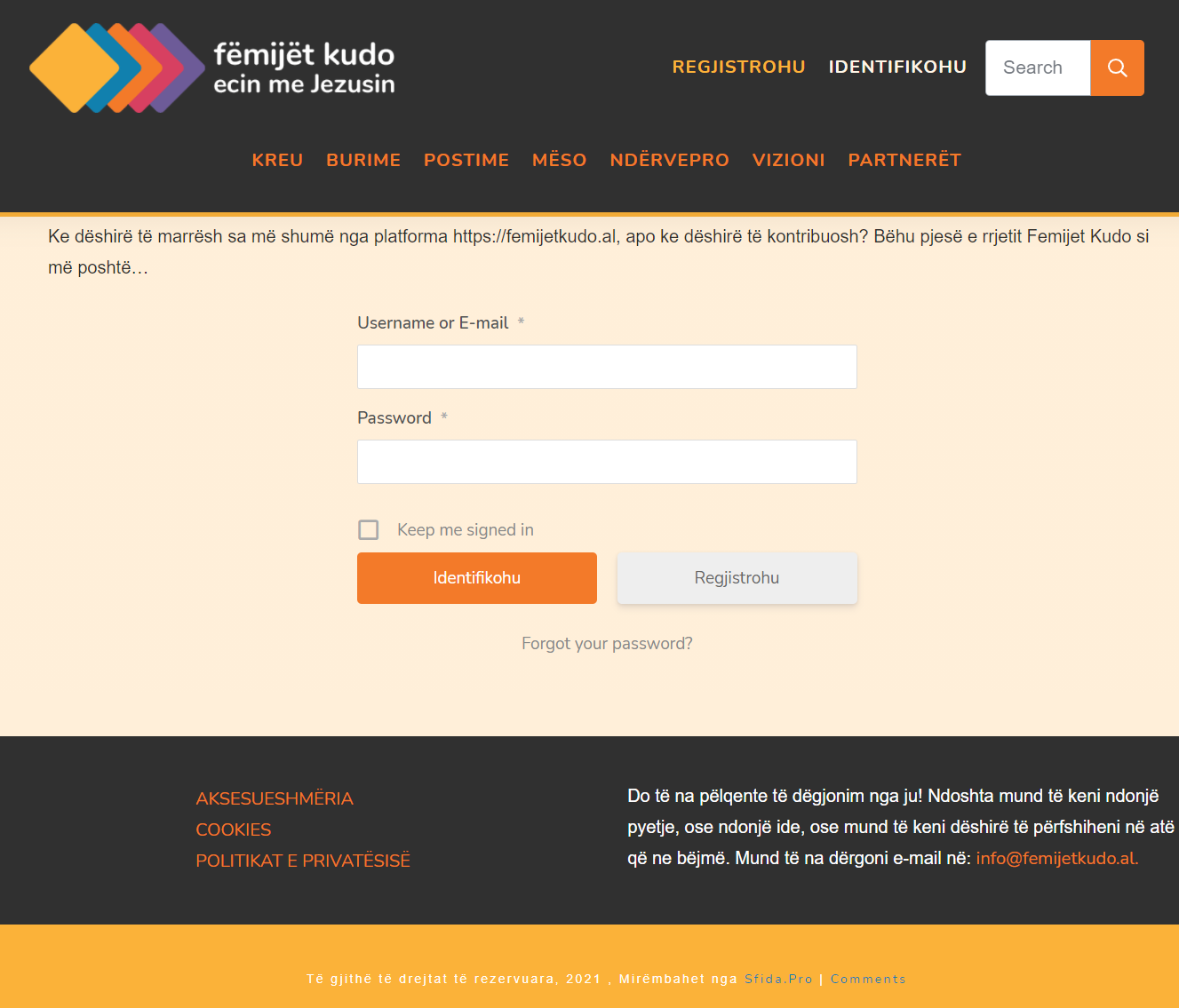 Registration page