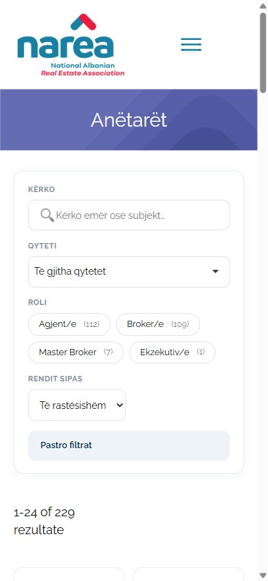 The NAREA members directory on mobile