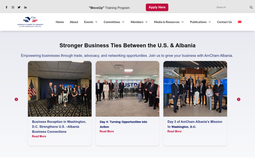 American Chamber of Commerce in Albania website built on Thrive by Sfida.PRO